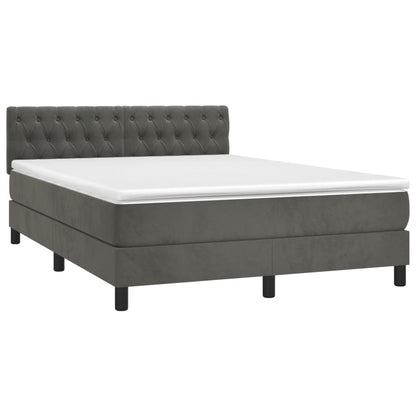 Boxspringbett mit Matratze & LED Dunkelgrau 140x200 cm Samt