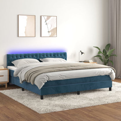 Boxspringbett mit Matratze & LED Dunkelblau 180x200 cm Samt