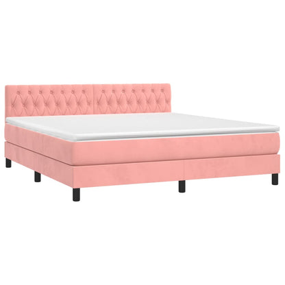 Boxspringbett mit Matratze & LED Rosa 180x200 cm Samt