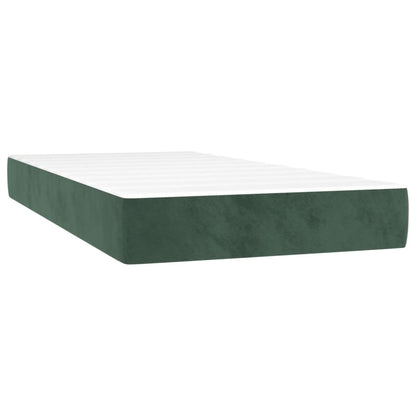 Box spring bed with mattress &amp; LED dark green 200x200 cm velvet