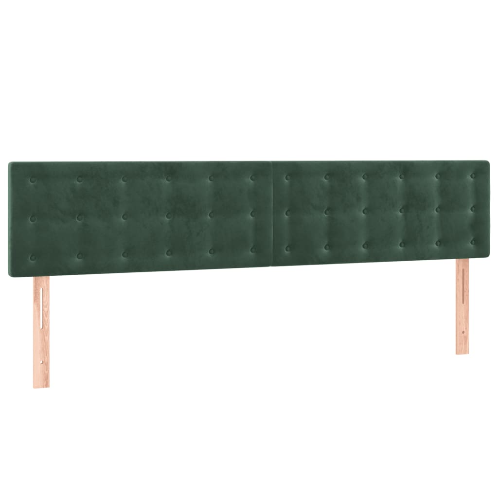 Box spring bed with mattress &amp; LED dark green 200x200 cm velvet