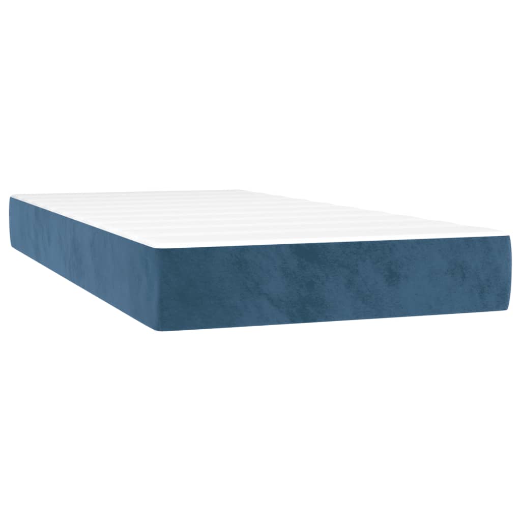 Box spring bed with mattress &amp; LED dark blue 200x200 cm velvet