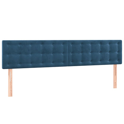 Box spring bed with mattress &amp; LED dark blue 200x200 cm velvet