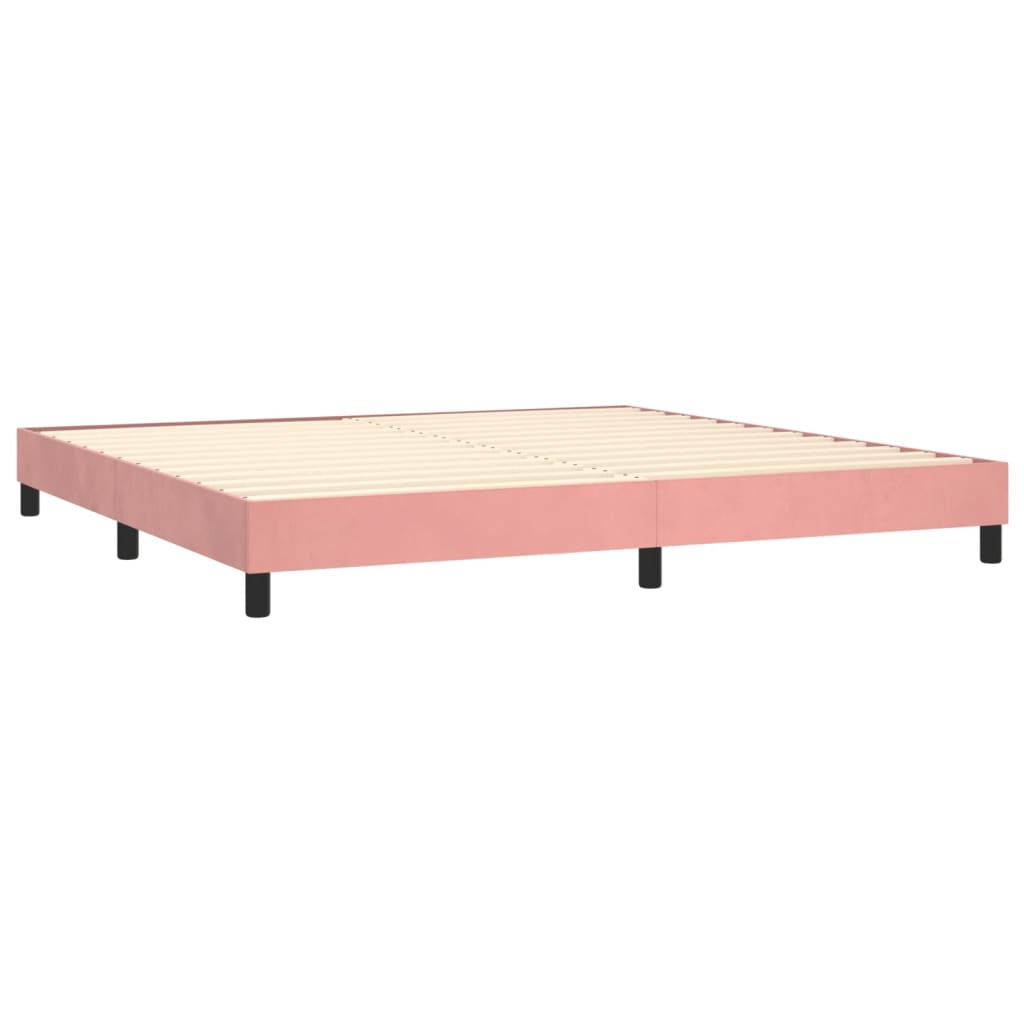 Box spring bed with mattress &amp; LED pink 200x200 cm velvet