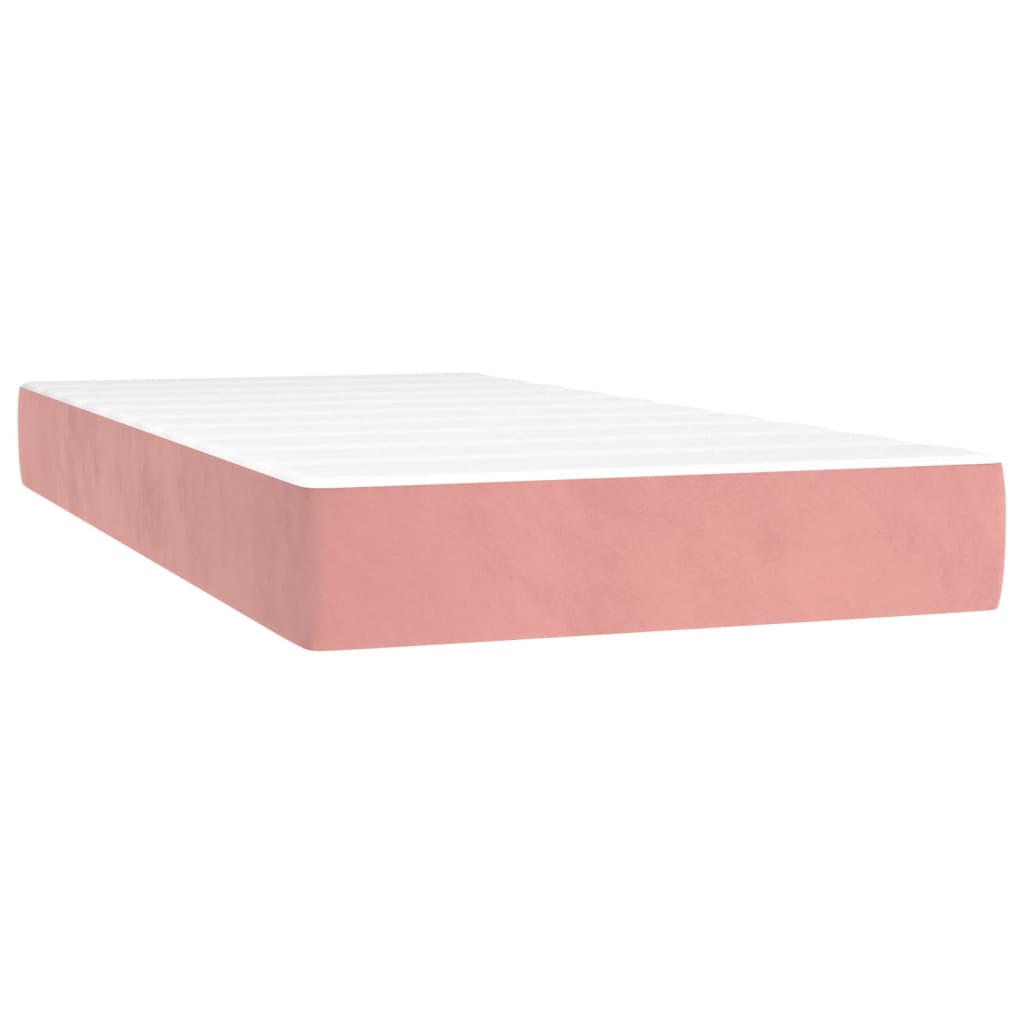 Box spring bed with mattress &amp; LED pink 200x200 cm velvet