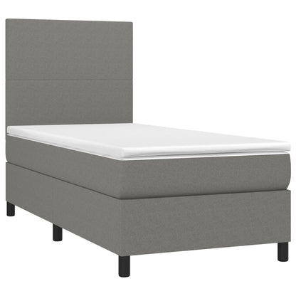 Boxspringbett mit Matratze & LED Dunkelgrau 90x200 cm Stoff