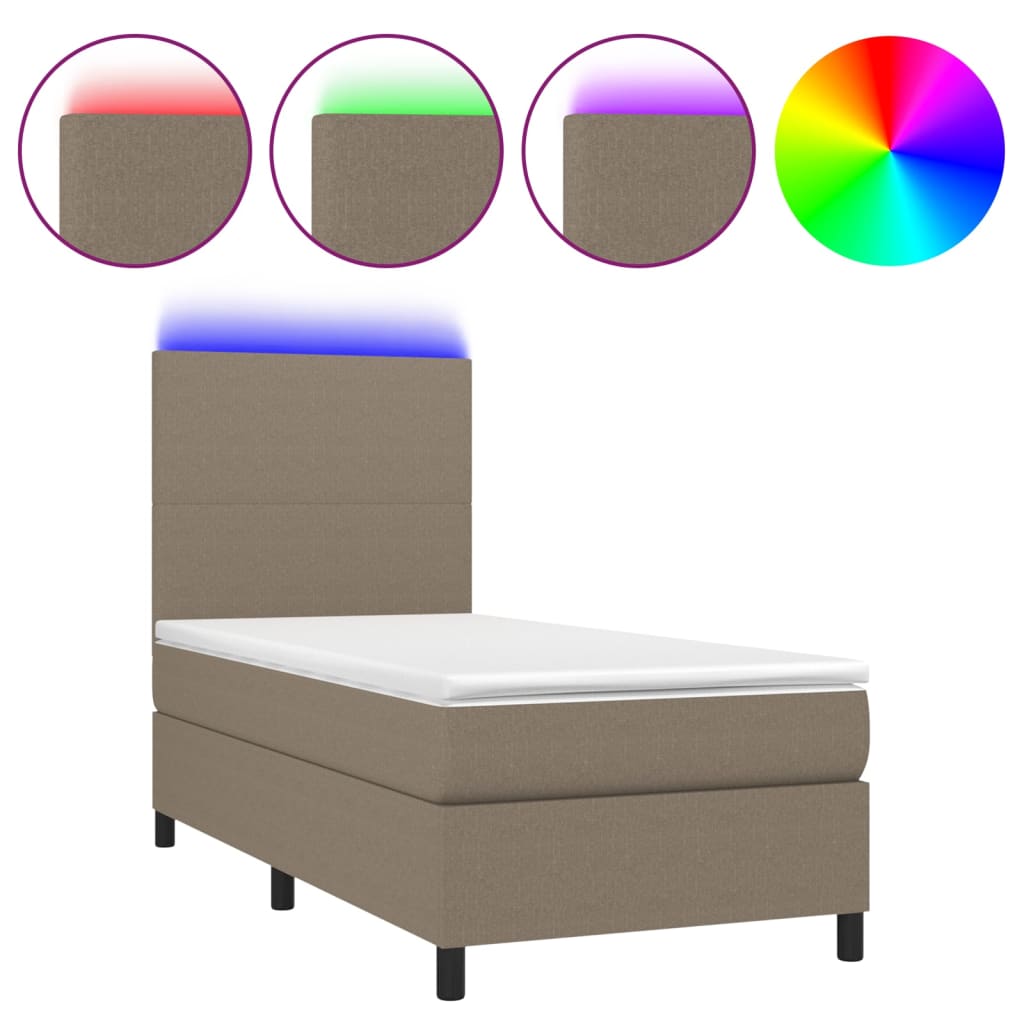 Boxspringbett mit Matratze & LED Taupe 90x200 cm Stoff