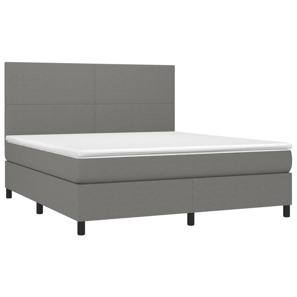 Box spring bed with mattress &amp; LED dark grey 160x200 cm fabric