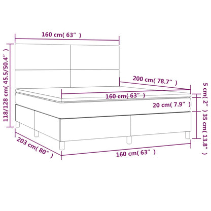 Box spring krevet s madracem i LED crnom tkaninom 160x200 cm