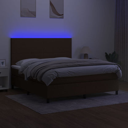 Boxspringbett mit Matratze & LED Dunkelbraun 160x200 cm Stoff