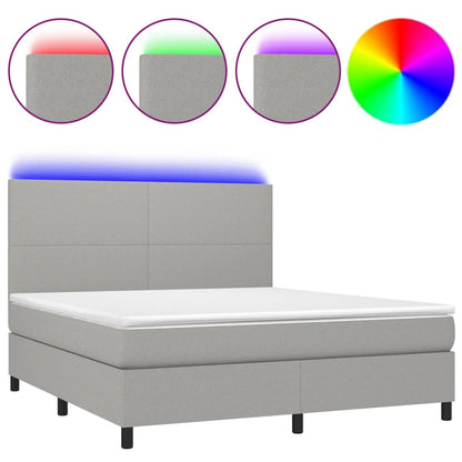 Boxspringbett mit Matratze & LED Hellgrau 180x200 cm Stoff