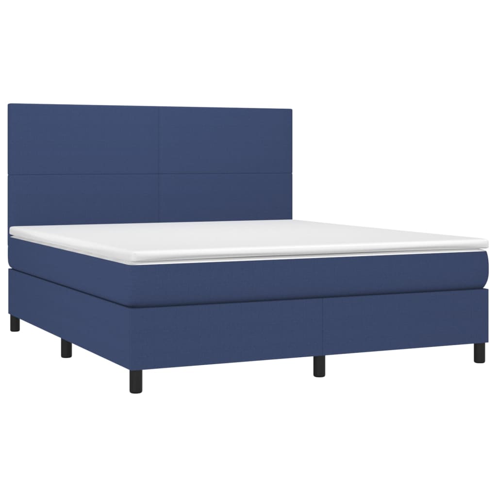 Boxspringbett mit Matratze & LED Blau 180x200 cm Stoff