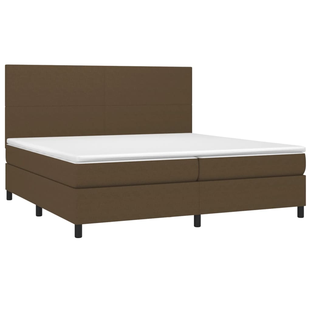 Boxspringbett mit Matratze & LED Dunkelbraun 200x200 cm Stoff