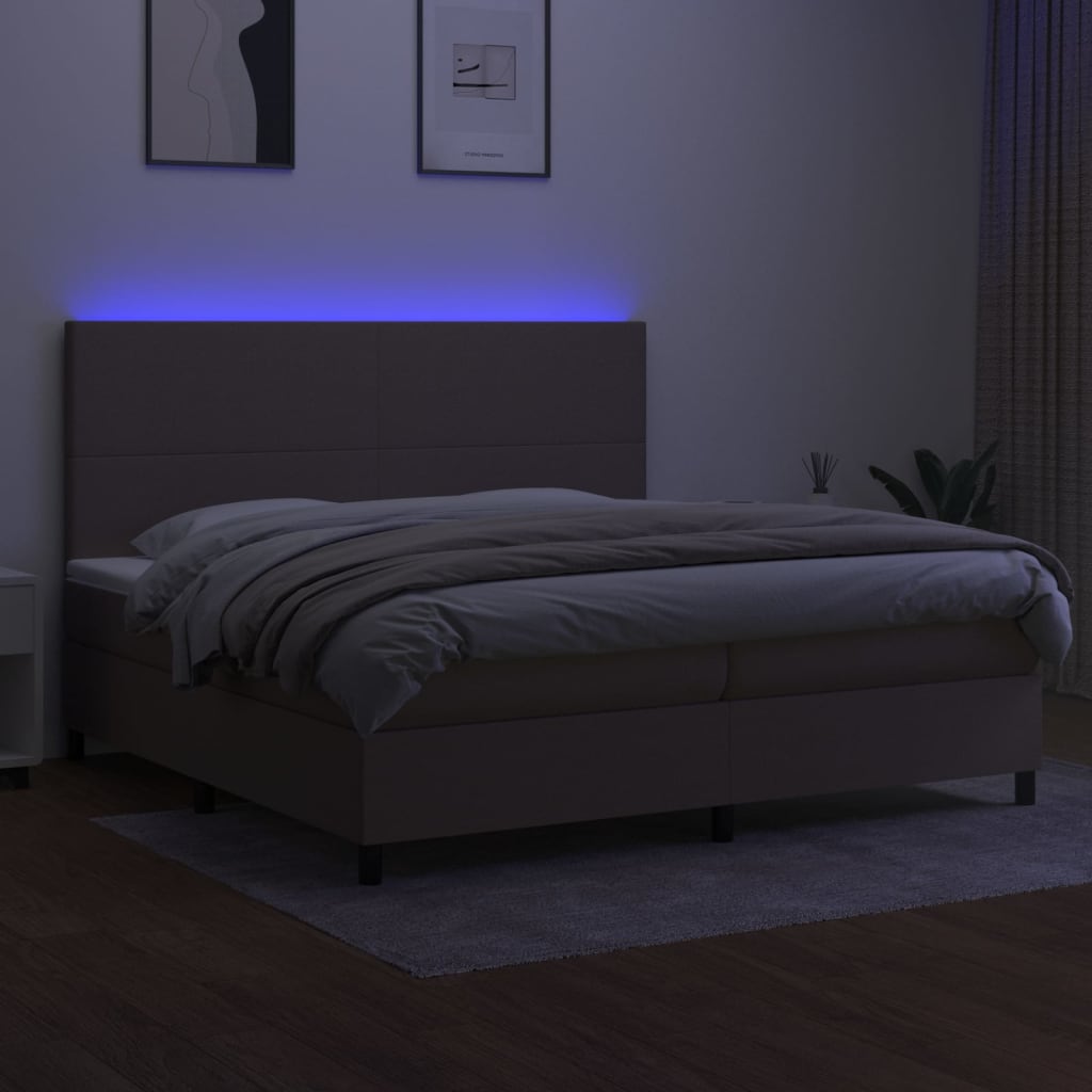 Boxspringbett mit Matratze & LED Taupe 200x200 cm Stoff