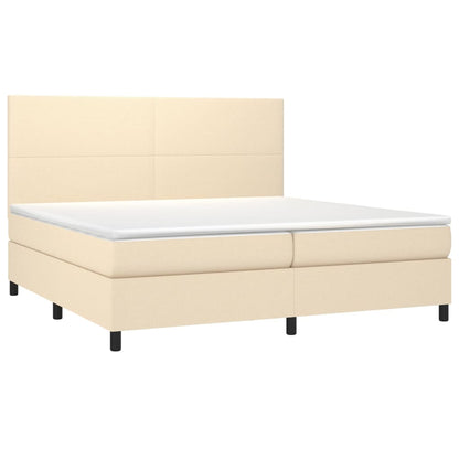 Boxspringbett mit Matratze & LED Creme 200x200 cm Stoff