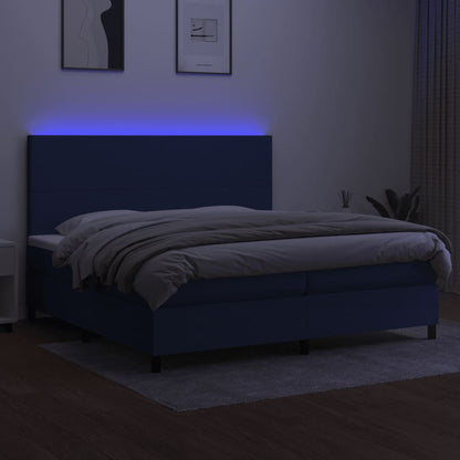 Boxspringbett mit Matratze & LED Blau 200x200 cm Stoff