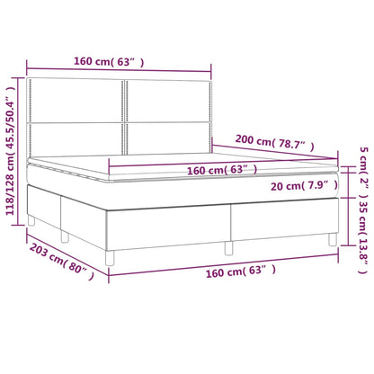 Box spring bed with mattress &amp; LED black 160x200 cm fabric