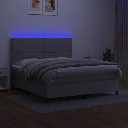 Boxspringbett mit Matratze & LED Hellgrau 180x200 cm Stoff