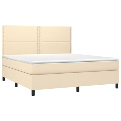 Boxspringbett mit Matratze & LED Creme 180x200 cm Stoff