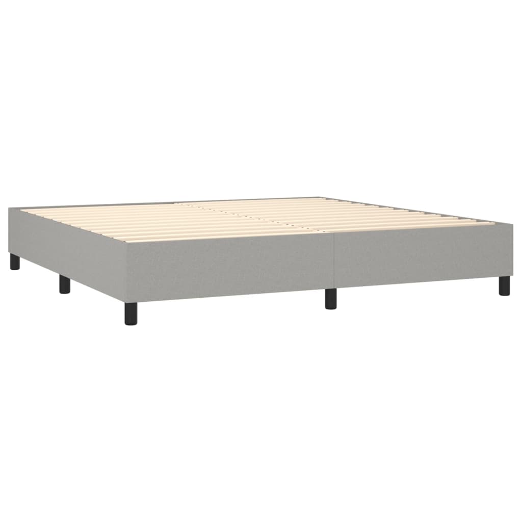 Box spring bed with mattress &amp; LED light grey 200x200 cm fabric