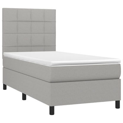 Boxspringbett mit Matratze & LED Hellgrau 90x200 cm Stoff