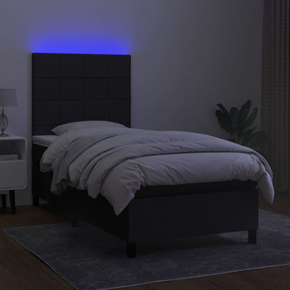 Boxspringbett mit Matratze & LED Schwarz 90x200 cm Stoff