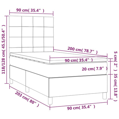 Boxspringbett mit Matratze & LED Dunkelbraun 90x200 cm Stoff