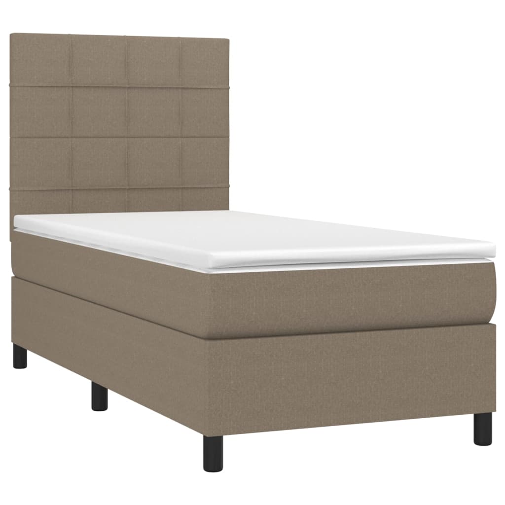 Boxspringbett mit Matratze & LED Taupe 90x200 cm Stoff