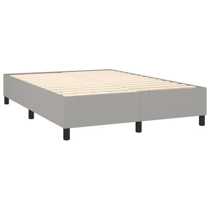 Box spring bed with mattress &amp; LED light grey 140x200 cm fabric