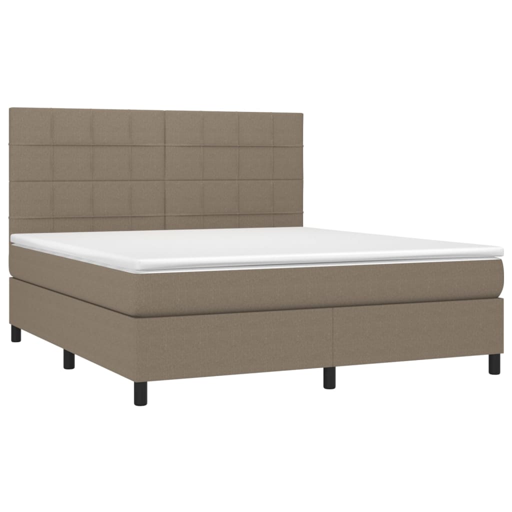 Boxspringbett mit Matratze & LED Taupe 160x200 cm Stoff