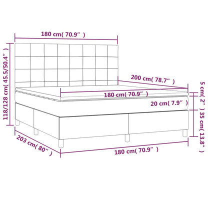 Boxspringbett mit Matratze & LED Hellgrau 180x200 cm Stoff