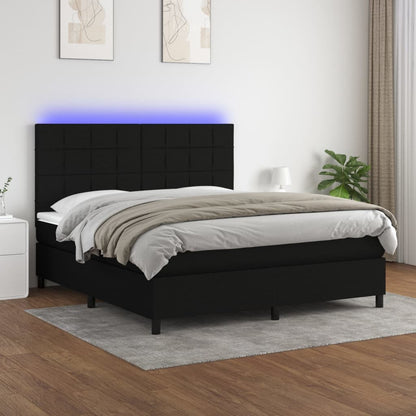 Boxspringbett mit Matratze & LED Schwarz 180x200 cm Stoff