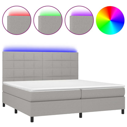 Boxspringbett mit Matratze & LED Hellgrau 200x200 cm Stoff