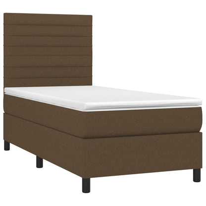 Boxspringbett mit Matratze & LED Dunkelbraun 90x200 cm Stoff