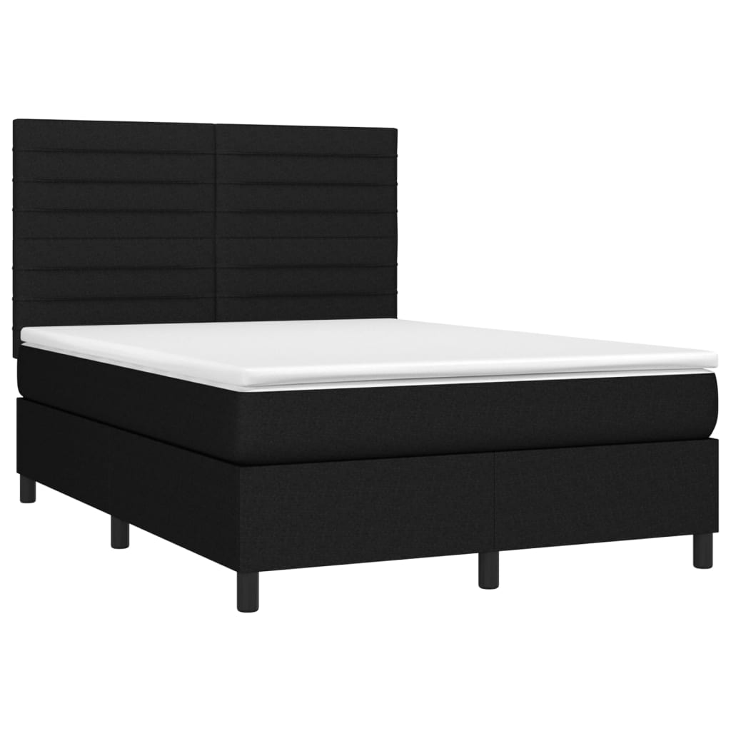 Boxspringbett mit Matratze & LED Schwarz 140x200 cm Stoff