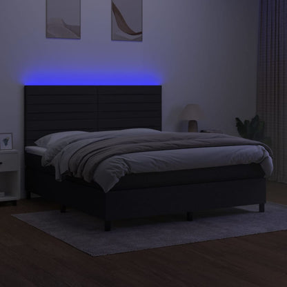 Boxspringbett mit Matratze & LED Schwarz 160x200 cm Stoff