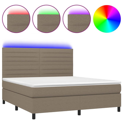 Boxspringbett mit Matratze & LED Taupe 160x200 cm Stoff