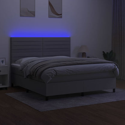 Boxspringbett mit Matratze & LED Hellgrau 180x200 cm Stoff