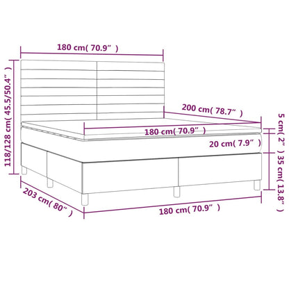 Boxspringbett mit Matratze & LED Dunkelbraun 180x200 cm Stoff