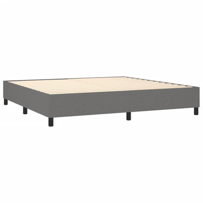 Box spring bed with mattress &amp; LED dark grey 200x200 cm fabric