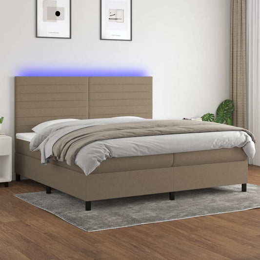 Boxspringbett mit Matratze & LED Taupe 200x200 cm Stoff