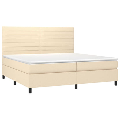 Boxspringbett mit Matratze & LED Creme 200x200 cm Stoff