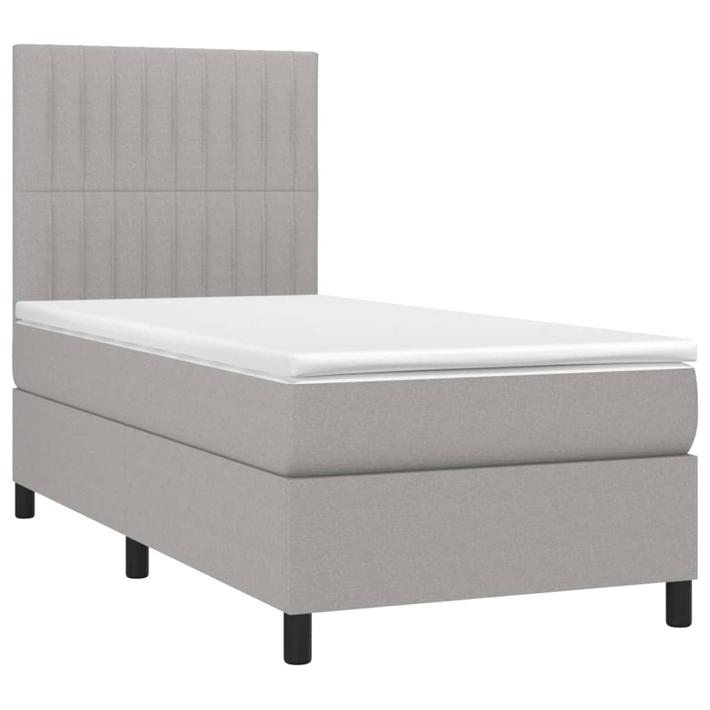 Boxspringbett mit Matratze & LED Hellgrau 90x200 cm Stoff