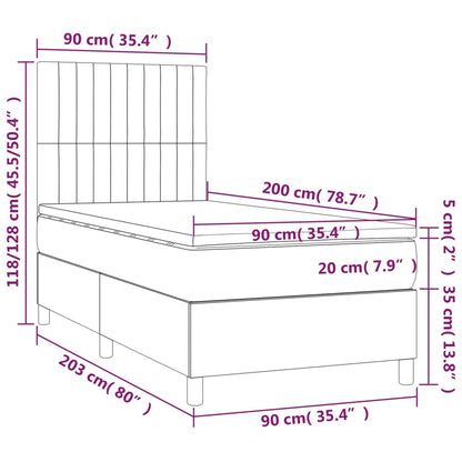 Boxspringbett mit Matratze & LED Dunkelbraun 90x200 cm Stoff