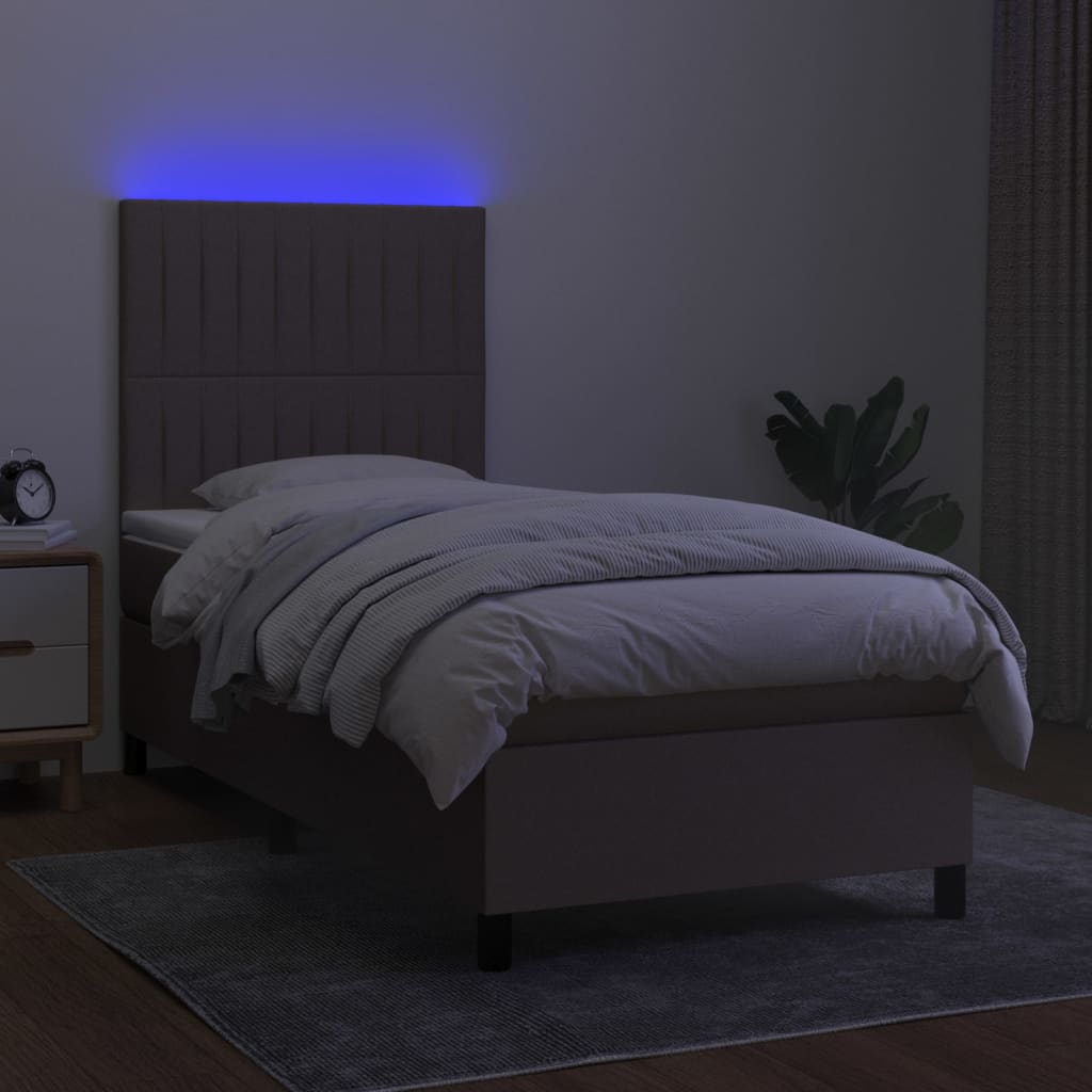 Boxspringbett mit Matratze & LED Taupe 90x200 cm Stoff