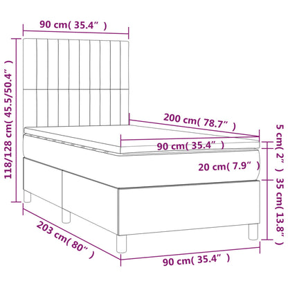 Boxspringbett mit Matratze & LED Creme 90x200 cm Stoff