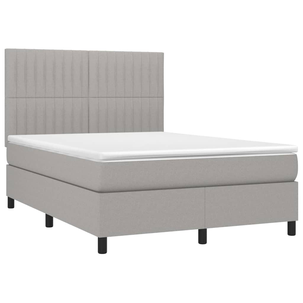 Box spring krevet s madracem i LED svjetlosiva tkanina 140x200 cm