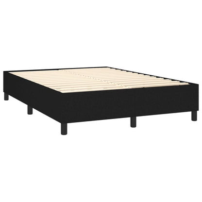 Box spring bed with mattress &amp; LED black 140x200 cm fabric