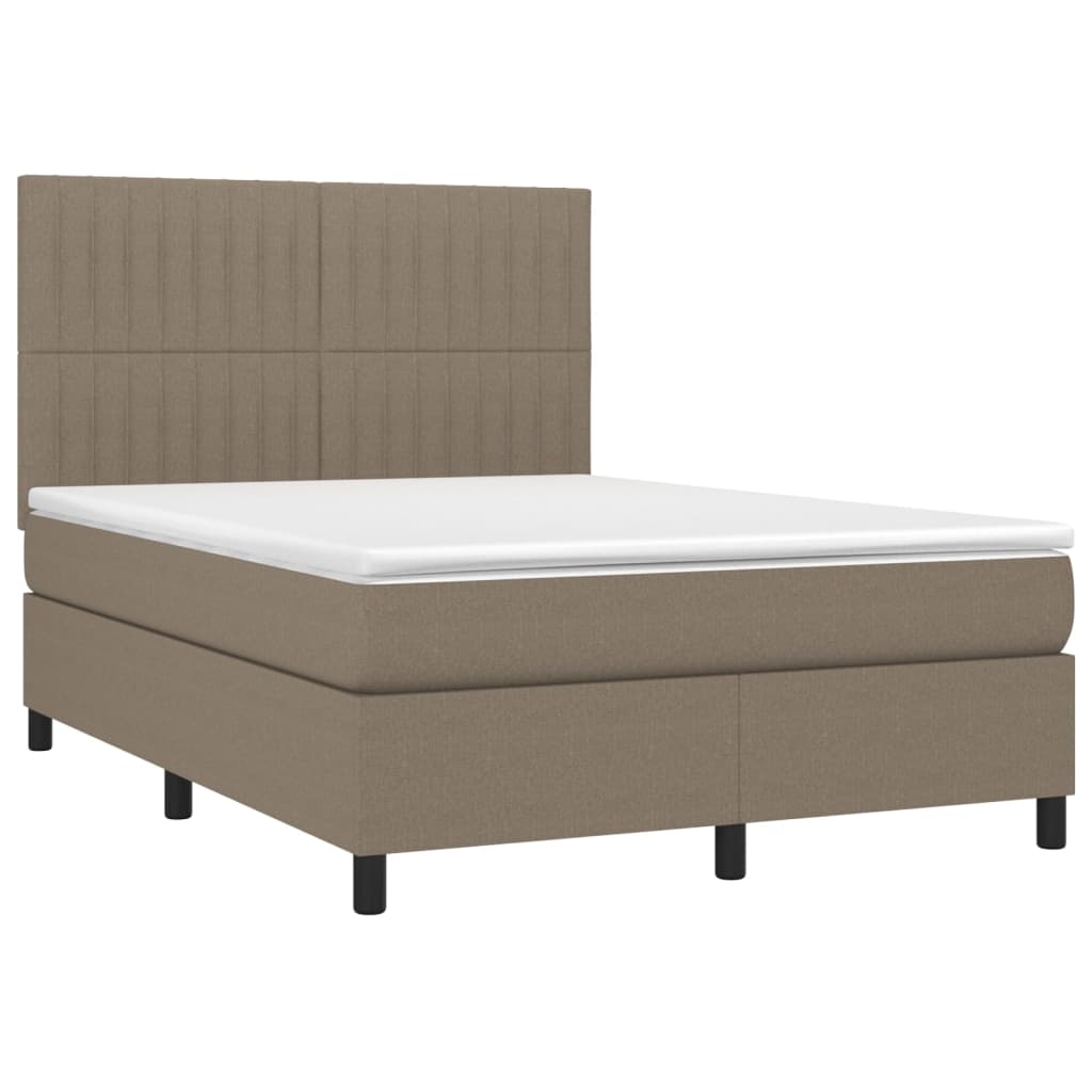 Boxspringbett mit Matratze & LED Taupe 140x200 cm Stoff