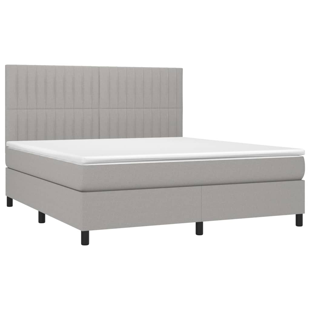 Boxspringbett mit Matratze & LED Hellgrau 160x200 cm Stoff